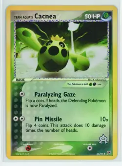 Team Aqua's Cacnea Reverse Holo 24/95 EX Team Magma VS Team Aqua NM Pokemon Card - Image 1