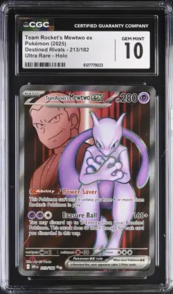Pokemon Team Rocket’s Mewtwo ex 213/182 Destined Rivals - CGC 10 - Image 1
