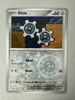 Pokemon TCG * SV Stellar Crown * 99/142 Klink * REVERSE HOLO COMMON * FRESH PK - Image 1