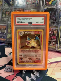 POKEMON CHARIZARD BASE SET 2 HOLO 4/130 PSA 1 WITH GUARD - Image 1