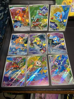 Pokemon Full Set of 9 First Partner Series 1 Illustration Collection English NM - Image 1