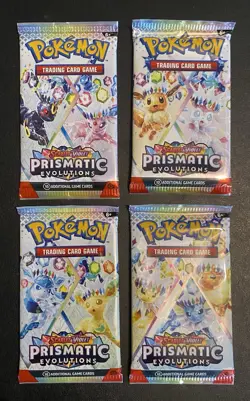 Pokemon TCG Prismatic Evolutions Booster Pack Art Bundle [set Of 4 Packs] - Image 1