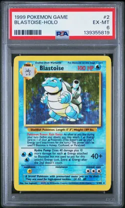 1999 POKEMON GAME #2 BLASTOISE-HOLO PSA 6 - Image 1