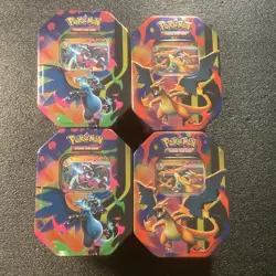 (4) Pokemon TCG Mega Charizard X EX Tin Lot X4 FACTORY SEALED Brand New - Image 1