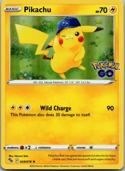 Pikachu (28) Holo Rare Holo Pokemon GO 028/078 NM - Image 1