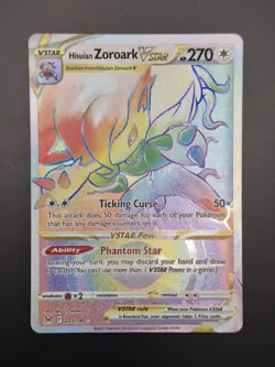 Pokemon TCG Lost Origin Hisuian Zoroark VSTAR Rainbow Card 203/196 - Image 1