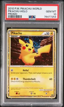 Pokemon Card - Holo Pikachu World Collection 2010 English PSA 10 With Big Swirl - Image 1