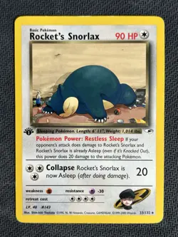 Pokemon Rocket’s Snorlax 33/132 Non-Holo Rare 1st Edition Team Rocket - Image 1