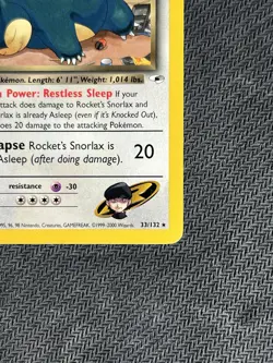 Pokemon Rocket’s Snorlax 33/132 Non-Holo Rare 1st Edition Team Rocket - Image 5
