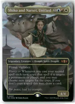 Shiko And Narset, Unified Foil Borderless Commander Tarkir Dragonstorm - Image 1