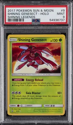 2017 POKEMON SUN & MOON SHINING LEGENDS #9 SHINING GENESECT-HOLO PSA 9 - Image 1