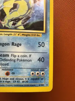 Gyarados 6/102 Holo Rare Pokemon 1999 Unlimited Base Set HP - Image 5
