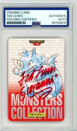 PSA Signed Ted Lewis Pocket Monsters Rhydon 112 Nintendo Bandai 1996 Japanese - Image 1