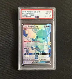 Pokemon Glaceon GX SV55/SV94 Hidden Fates Full Art Rare PSA 10 Gem Mint - Image 1