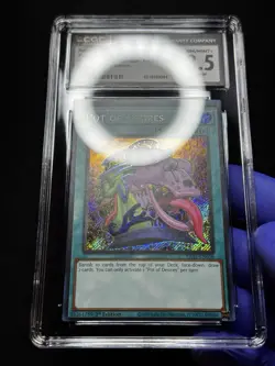 CGC 8.5 ERROR Yugioh Pot of Desires RA01-EN056 Secret Rare 1st Edition MISCUT! - Image 3