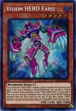 Yugioh! LP Vision HERO Faris - BLHR-EN010 - Secret Rare - 1st Edition Lightly Pl - Image 1