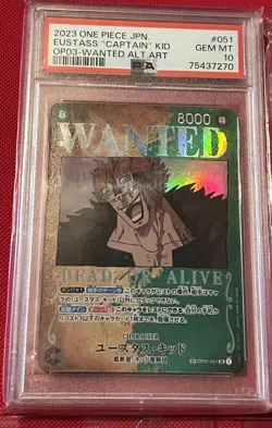One Piece PSA 10 Eustass "Captain" Kid SP Wanted Alt Art 2023 OP01-051 OP03 JPN - Image 1