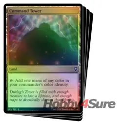 Foil Command Tower X4 M/NM Magic MTG Commander Legends: Battle For Baldur's Gate - Image 1