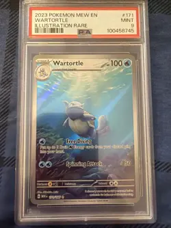 PSA 9 MINT Pokemon Wartortle Scarlet & Violet 151 Illustration Rare 171/165 Card - Image 1