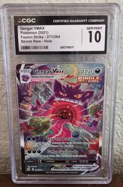 2021 Pokemon Gengar VMAX 271 Holo Secret Rare Fusion Strike CGC 10 Gem Mint - Image 1
