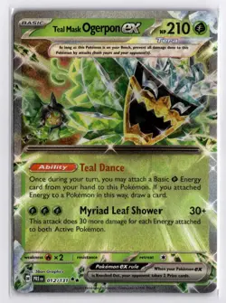 Pokemon Prismatic Evolutions Teal Mask Ogerpon ex 012/131 Double Rare Holo - Image 1