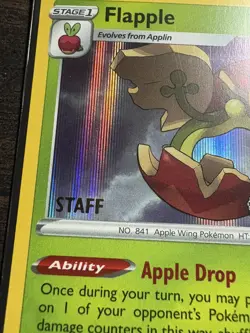 NM-Mint Flapple - SWSH022 - Staff Prerelease Promo Pokemon SWSH Black Star Promo - Image 2