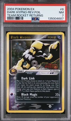 2004 POKEMON EX TEAM ROCKET RETURNS #6 DARK HYPNO-REVERSE FOIL PSA 7 - Image 1