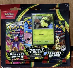 Pokemon TCG ME03 Perfect Order 3 Pack Blister Chikorita Sealed New - Image 1