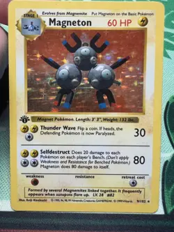 Magneton 009/102 Base Set (Shadowless) Holo 1st Edition Card 1999 WOTC English - Image 2