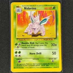 Nidorino - 37/102 - Uncommon - Base Set - Pokemon Card - MP - Image 1
