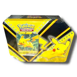 POKEMON TCG Pikachu V Powers Tin Sealed Sword & Shield Sun & Moon XY Series - Image 1