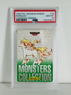 Pokemon Cards - PSA 10 Rapidash 78 - Japanese Bandai Carddass Vending - GEM MT - Image 1