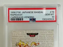 Pokemon Cards - PSA 10 Rapidash 78 - Japanese Bandai Carddass Vending - GEM MT - Image 3