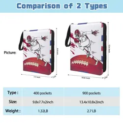 Football Card Binder 400 Pockets with Sleeves, Premium PU Leather, Transparen... - Image 5