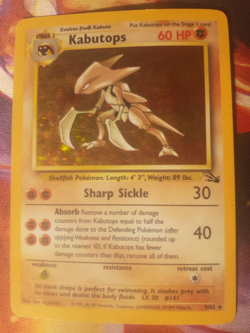 Pokemon TCG Kabutops Unlimited - Fossil Holo Card 9/62 - Heavily Played - Image 1