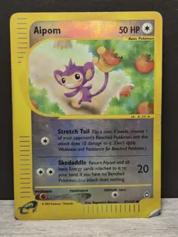 pokemon 2002 e series reverse holo aipom 67/147 aquapolis - Image 1