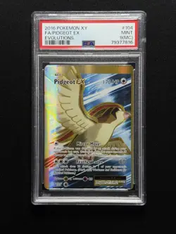 PSA 9 MC Pokemon Pidgeot EX #104 Evolutions Full Art Holo BIG MISCUT ERROR! - Image 1