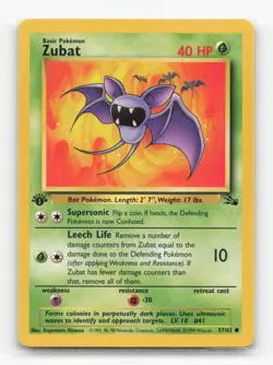 Pokemon TCG - Zubat 57/62 Lightly Played Common Fossil 1st Edition - Image 1