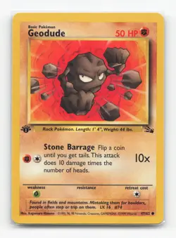 Pokemon TCG - Geodude 47/62 Lightly Played Common Fossil 1st Edition - Image 1