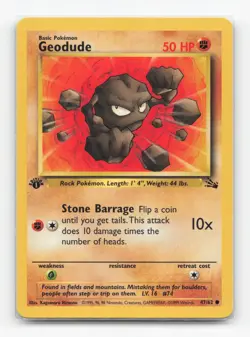 Pokemon TCG - Geodude 47/62 Lightly Played Common Fossil 1st Edition - Image 1