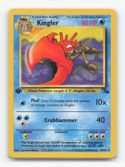 Pokemon TCG - Kingler 38/62 Lightly Played Uncommon Fossil 1st Edition - Image 1
