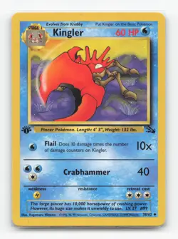 Pokemon TCG - Kingler 38/62 Lightly Played Uncommon Fossil 1st Edition - Image 1