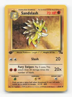 Pokemon TCG - Sandslash 41/62 Lightly Played Uncommon Fossil 1st Edition - Image 1