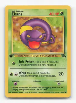 Pokemon TCG - Ekans 46/62 Lightly Played Common Fossil 1st Edition - Image 1