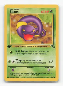Pokemon TCG - Ekans 46/62 Lightly Played Common Fossil 1st Edition - Image 1