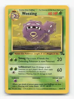 Pokemon TCG - Weezing 45/62 Lightly Played Uncommon Fossil 1st Edition - Image 1