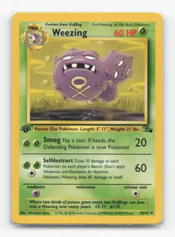 Pokemon TCG - Weezing 45/62 Lightly Played Uncommon Fossil 1st Edition - Image 1