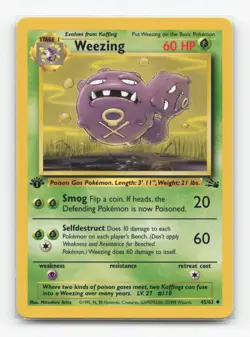 Pokemon TCG - Weezing 45/62 Lightly Played Uncommon Fossil 1st Edition - Image 1