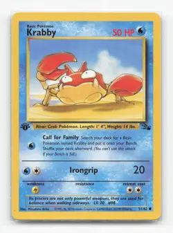 Pokemon TCG - Krabby 51/62 Lightly Played Common Fossil 1st Edition - Image 1