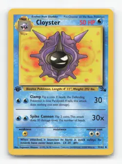 Pokemon TCG - Cloyster 32/62 Moderately Played Uncommon Fossil 1st Edition - Image 1
